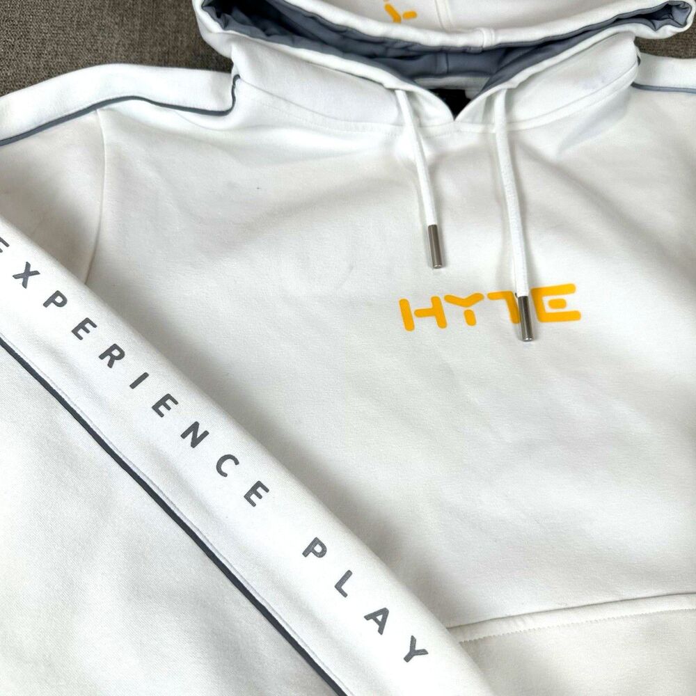 HYTE White Reflective Hoodie SMALL Gaming Sweatshirt Unisex Esports Streetwear